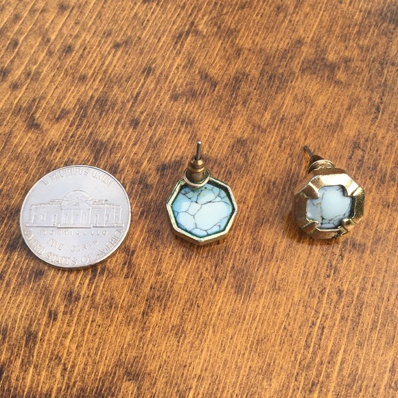 Gold and Turquoise Stud Earrings - Picture 2 of 3